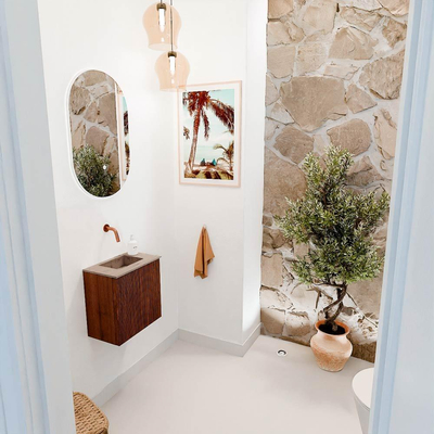 Mondiaz JOYA-DLUX 40cm toiletmeubel - kleur Ruby - Wastafel FAYE positie Midden Zonder kraangat kleur Arena.