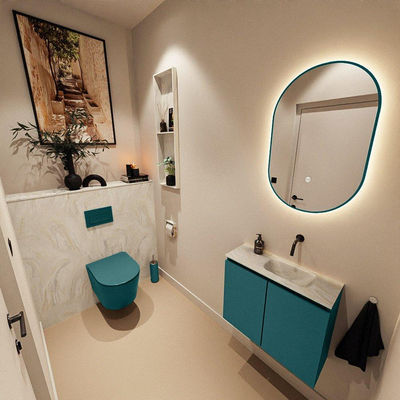 MONDIAZ TURE-DLUX Meuble toilette - 60cm - Smag - EDEN - vasque Ostra - position droite - sans trou de robinet