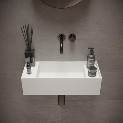 Ideavit SolidBliss Wastafel 55x22x15cm 0 kraangaten Solid surface mat wit