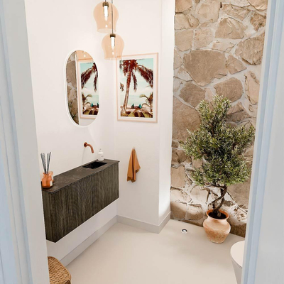 Mondiaz JOYA-DLUX 90cm toiletmeubel - kleur Shadow - Wastafel FAYE positie Rechts Zonder kraangat kleur Lava.