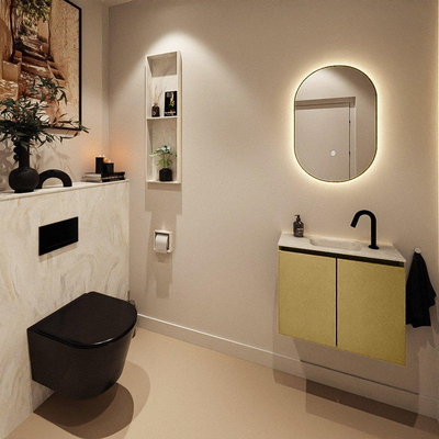 MONDIAZ TURE-DLUX Meuble toilette - 60cm - Oro - EDEN - vasque Ostra - position centrale - 1 trou de robinet