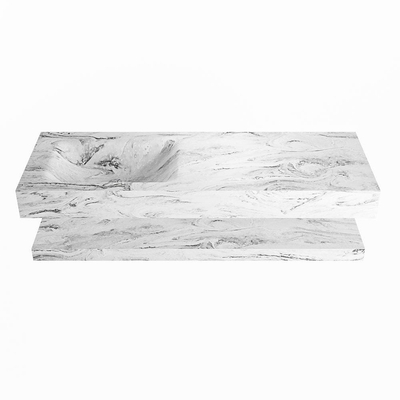 MONDIAZ ALAN - DLUX Badkamermeubelset - 130cm - planchet - Glace - vrijhangende wastafel - wasbak links - 0 kraangaten - Glace