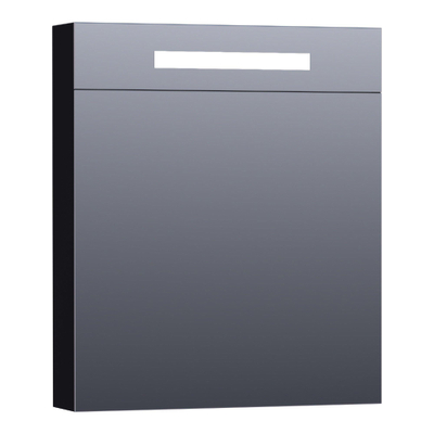 Saniclass Double Face Spiegelkast - 60x70x15cm - verlichting - geintegreerd - 1 rechtsdraaiende spiegeldeur - MDF - mat zwart