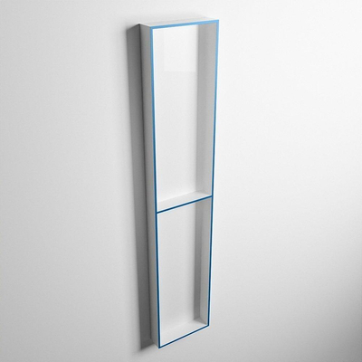 Mondiaz Easy nis 29.5x89.5x8cm voor Inbouw/opbouw 2 open vakken Solid surface Talc/Jeans