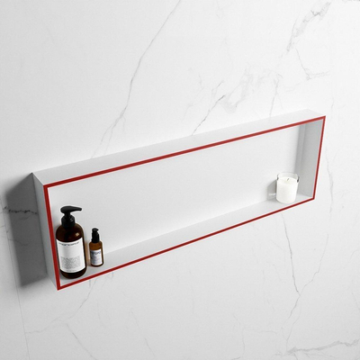 Mondiaz Easy nis 29.5x89.5x8cm voor Inbouw/opbouw 1 open vak Solid surface Talc/Fire
