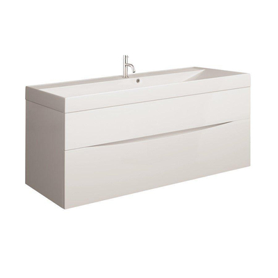 Crosswater Glide II Ensemble de meuble - 100x45x52cm - 2 tiroirs - sans poignées - Blanc brillant - lavabo Ice White - 1 trou de robinet