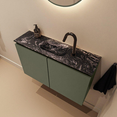 MONDIAZ TURE-DLUX Meuble de toilettes 80 cm Army. Lavabo EDEN Lava position milieu. Avec 1 trou de robinet.