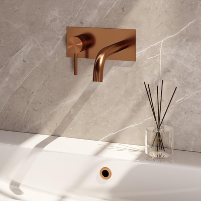 BRAUER Stripe Mitigeur lavabo encastré - bec courbé et plaque de recouvrement - modèle A2 - cuivre brossé PVD