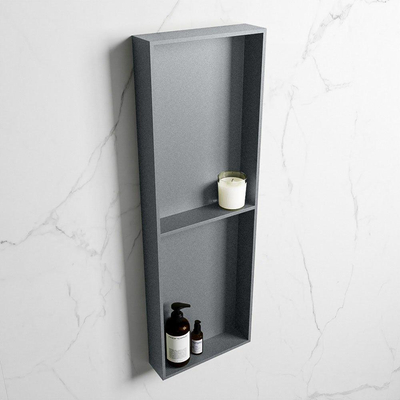 Mondiaz EASY Niche salle de bains - 149.5x8x29.5cm - à encastrer ou à monter - 2 compartiments - Plata | Plata