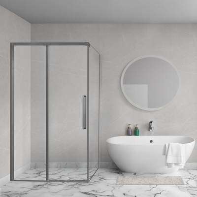 Aqua Vista Lokla Cuadra zijwand - 80x200cm - voor douchecabine - 8mm - helder glas - mat gunmetal (antraciet)