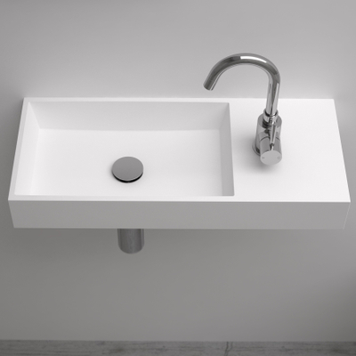 Clou Mini Wash Me fontein 56x24cm rechts zonder plug Aluite Wit mat