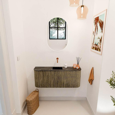 Mondiaz JOYA-DLUX Meuble de salle de bains 103.2cm - arrondis gauche et droite couleur Dusk - Vasque FAYE position Milieu Sans trou de robinet couleur Lava