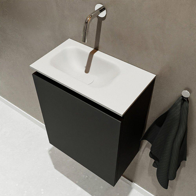 Mondiaz TURE Meuble lave-mains 40x23x50cm sans trous de robinet 1 porte Urban mat Lavabo Eden Gauche Solid Surface Blanc