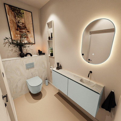 MONDIAZ TURE-DLUX meuble WC 120 cm Greey. EDEN vasque Ostra position droite. Sans trou de robinet.
