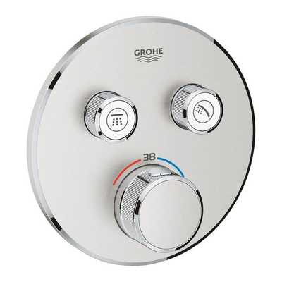 Grohe SmartControl ensemble de douche - thermostatique - box à encastrer - pomme de douche - douchette - support douchette - flexible - supersteel brushed