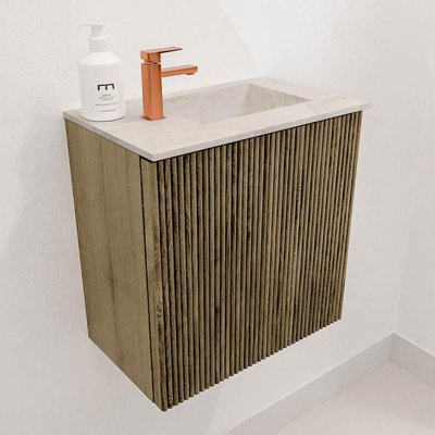 Mondiaz JOYA-DLUX 40cm toiletmeubel - kleur Dusk - Wastafel FAYE positie Rechts 1 kraangat kleur Ostra.