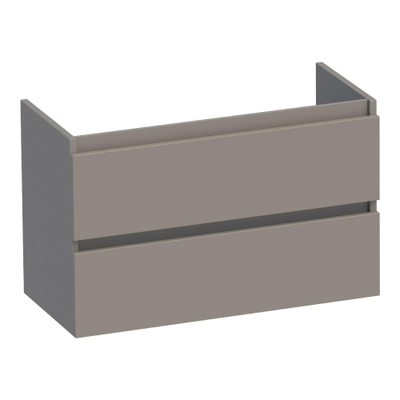 BRAUER Joy wastafelonderkast ondiep - 80x39x50cm - 2 softclose lades - greeploos - 1 sifon uitsparing - mat taupe