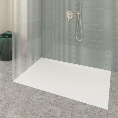 Villeroy & Boch Ecora douchebak - 140x90x3.5cm - afvoer lange zijde - stone white (wit)