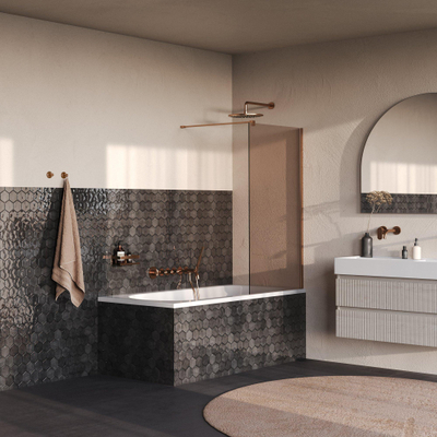BRAUER Oblivion Paroi de bain - 80x140 - verre bronze - incl. revêtement en verre - cuivre brossé PVD