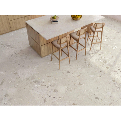 Modano Palma Lura vloer- en wandtegel - 90x90cm - 9mm - gerectificeerd - R10 - terrazzo - mat ivory (beige)