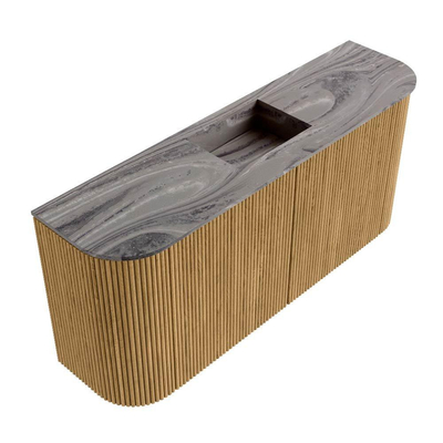 Mondiaz JOYA-DLUX 93.2cm toiletmeubel - ronding links en rechts kleur Oak - Wastafel FAYE positie Midden 1 kraangat kleur Sombra.
