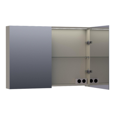 BRAUER Dual Armoire de toilette 99x70x15cm éclairage intégré rectangulaire 2 portes pivotantes MDF Taupe mat