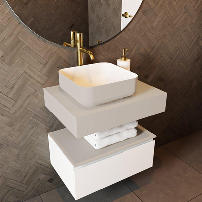 Mondiaz TOP 46 Topblad - 40x41x12cm - geschikt voor afdekplaat - Solid surface - Linen