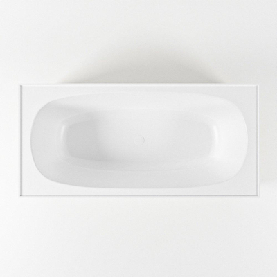 MONDIAZ FREEZE Baignoire autoportante - 180x85cm - Solid surface - lin mat / talc (beige / blanc)