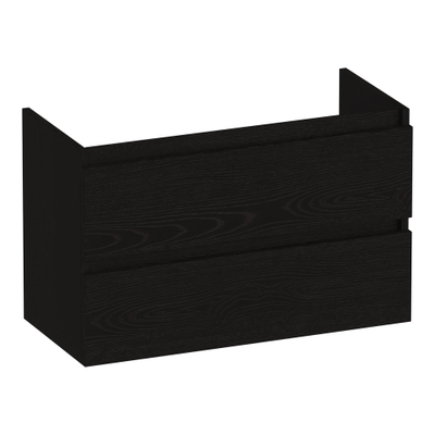 BRAUER Joy meuble sous lavabo peu profond - 80x39x50cm - 2 tiroirs softclose - sans poignée - 1 découpe pour le siphon - Bois Noir