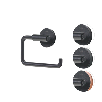 Tiger Urban Ensemble d’accessoires pour WC Brosse de toilettes avec support Porte-rouleau de papier toilette sans couvercle Patère Noir