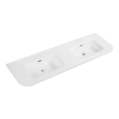 Royal Plaza Terra Vasque pour meuble - 121x46x2cm - 2 vasques - sans trous de robinet - céramique - coins arrondis - blanc brillant