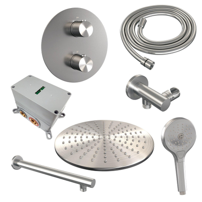 BRAUER Brushed Edition inbouw regendoucheset – Ø30 cm hoofddouche – rechte wandarm – ronde handdouche – vaste douchehouder
