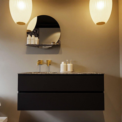 Mondiaz VICA-DLUX Ensemble meuble de salle de bains - 120cm - urban - 2 tiroirs - Lavabo encastré CLOUD - gauche - sans trou de robinet - couleur Lava - version XL 60cm de haut