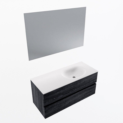 Mondiaz VICA ensemble de meuble de salle de bain - 110cm - meuble sous-vasque Anthracite - 2 tiroirs - lavabo moon droite - 1 trou de robinet - couleur talc - miroir LED - version XL 60cm de haut