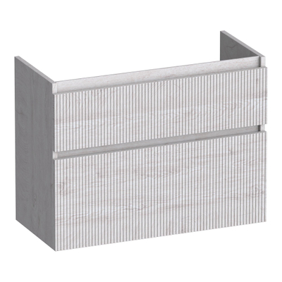 BRAUER Delight Wavy meuble sous lavabo peu profond 80 2 tiroirs softclose - sans poignée - 1 découpe pour le siphon - Forest Seashell