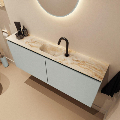MONDIAZ TURE-DLUX meuble WC 120 cm Greey. Lavabo EDEN Frappe position centrale. Avec 1 trou de robinet.