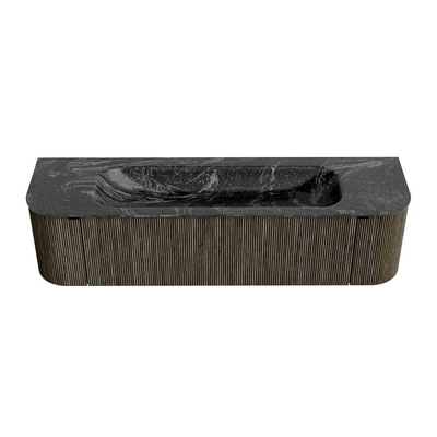 Mondiaz KURVE-DLUX Badkamermeubelset - 170x46x40cm - 1 lade - 2 deuren - wastafel solid surface - midden - 1 kraangat - Shadow