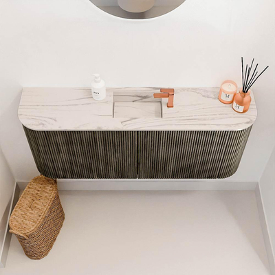 Mondiaz JOYA-DLUX 103.2cm toiletmeubel - ronding links en rechts kleur Shadow - Wastafel FAYE positie Midden 1 kraangat kleur Nata.