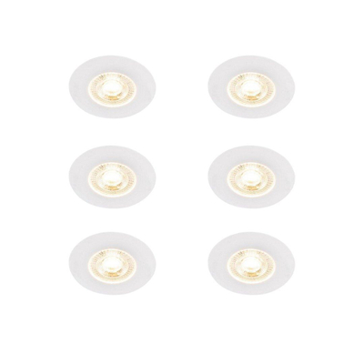 QAZQA Ulo Inbouwspot - set van 6 - 8.2x8.2cm - incl. LED - 3 staps dimbaar - IP65 - rond - mat wit