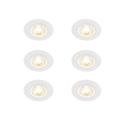 QAZQA Ulo Spot encastré - set de 6 - 8,2x8,2cm - LED incl. - 3 niveaux de gradation - IP44 - rond - blanc mat