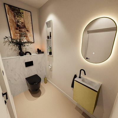 MONDIAZ TURE-DLUX Meuble toilette - 40cm - Oro - EDEN - vasque Opalo - position droite - 1 trou de robinet