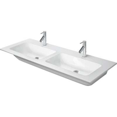 Duravit ME par Starck lavabo à poser double 2 trous de robinet avec trop-plein 130x49cm blanc mat