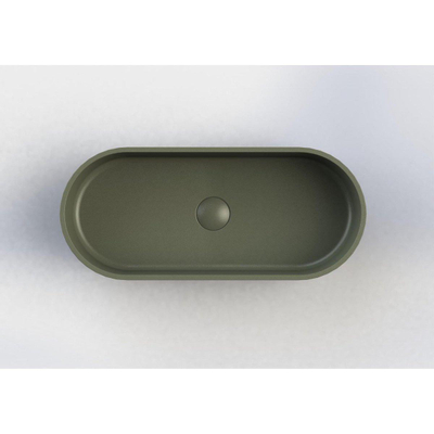 Arcqua Case waskom - 60x26cm - Ovaal - Cast marble Mat groen
