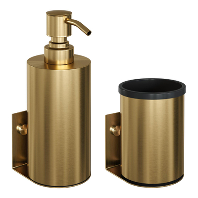 BRAUER Accessoireset - zeepdispenser - beker - met wand ophanging - magnetisch opzetvlak - geborsteld goud