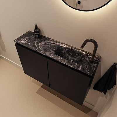 MONDIAZ TURE-DLUX 80cm toiletmeubel Urban. EDEN wastafel Lava positie rechts. Met 1 kraangat.