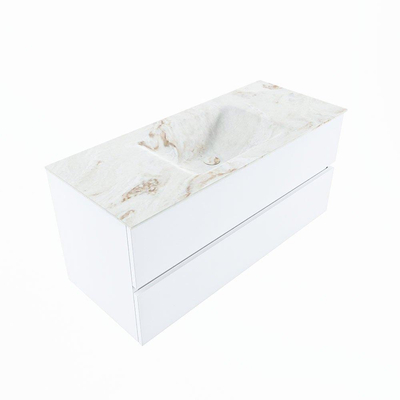 MONDIAZ VICA-DLUX Ensemble meuble de salle de bains - 110cm - meuble bas talc - 2 tiroirs - lavabo encastré cloud central - sans trous de robinet - version haute 60cm - frape