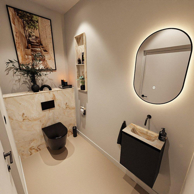 MONDIAZ TURE-DLUX meuble WC 40cm Urban. EDEN lavabo Frappe position milieu. Sans trou de robinet.