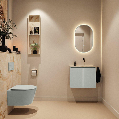 MONDIAZ TURE-DLUX Meuble de toilettes 60cm Greey. Lavabo EDEN Frappe position à droite. Sans trou de robinet.