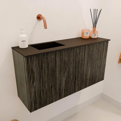 Mondiaz JOYA 80cm toiletmeubel - kleur Shadow - Wastafel FAYE positie Links Zonder kraangat kleur Urban.