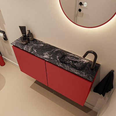 MONDIAZ TURE-DLUX 100cm toiletmeubel Fire. EDEN wastafel Lava positie rechts. Met 1 kraangat.